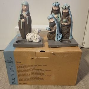 New in box PartyLite Modern Shepherd & Three Kings Tealight candle holders